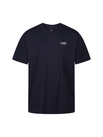 LUKE 1977 Exquisite men's relaxed fit heavyweight cotton t-shirt in navy with raised LUKE EST. 1977 print