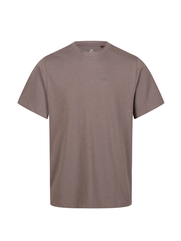 Men's brown t-shirt with crew neck and short sleeves - front view.