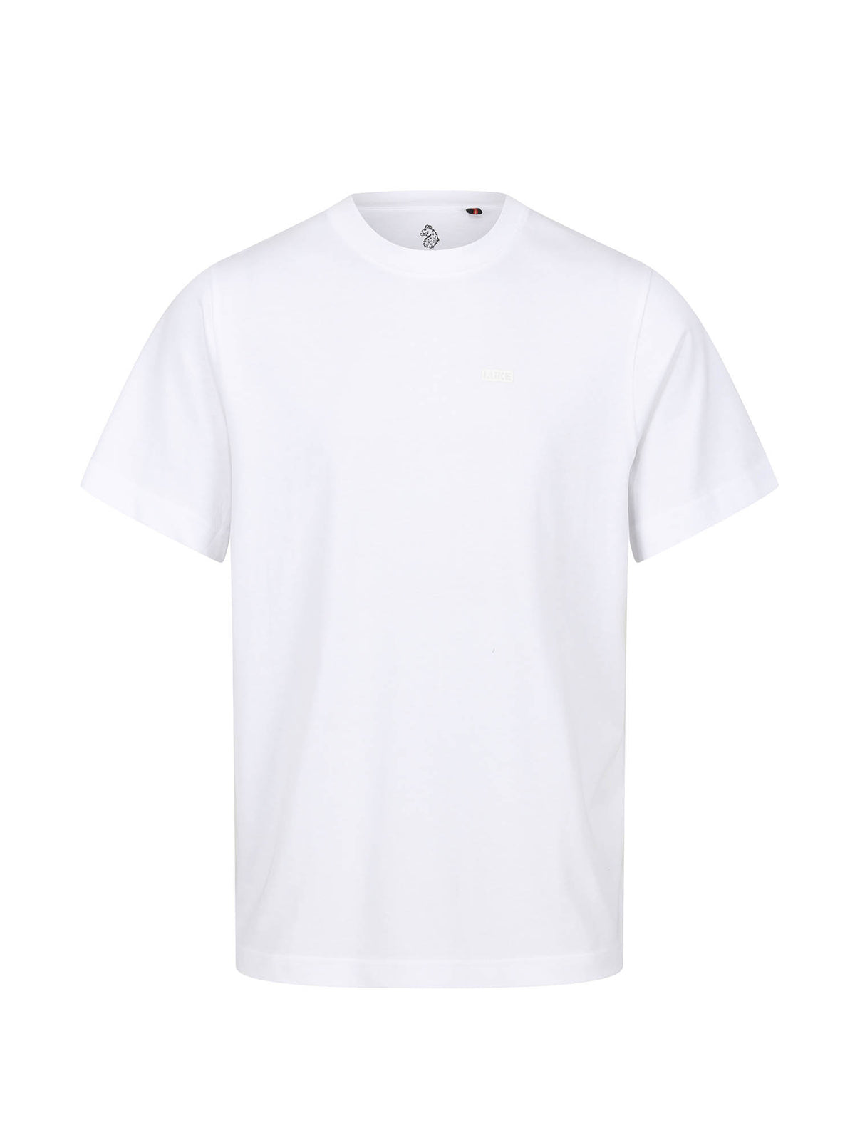 Men's white t-shirt with crew neck and short sleeves - front view.