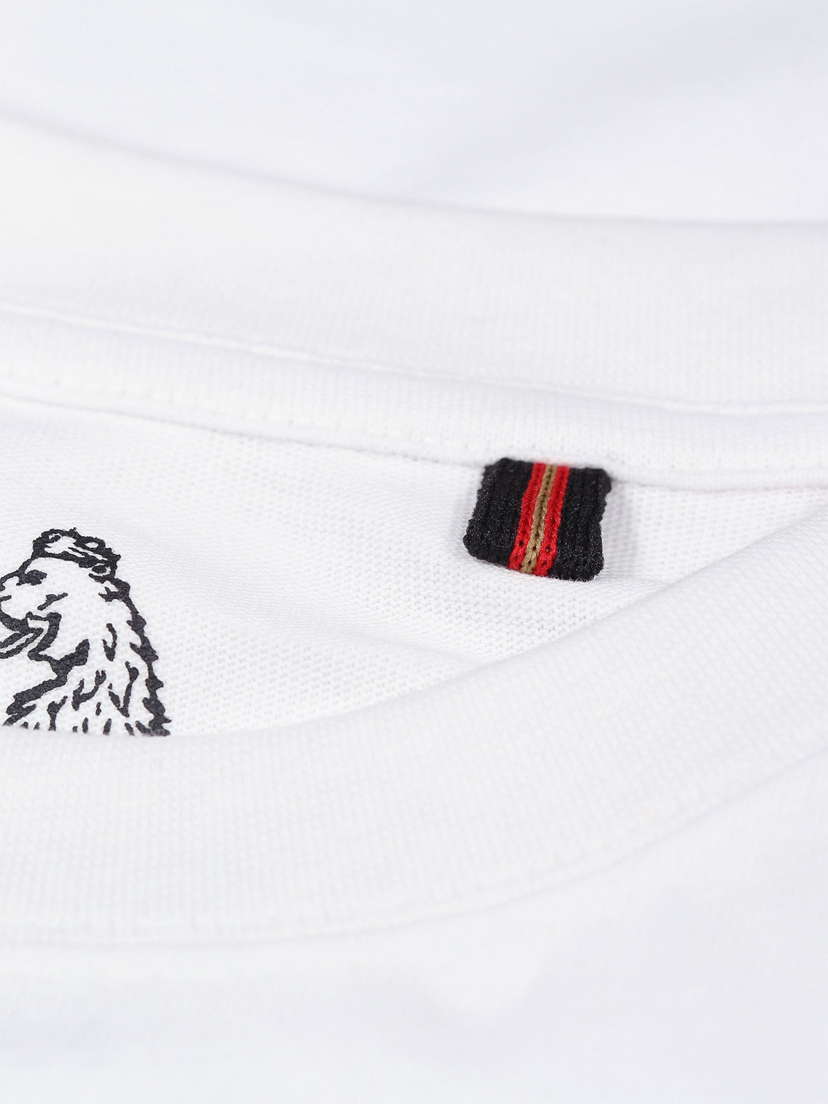 Men's white t-shirt with crew neck and short sleeves worn by a model - back view.