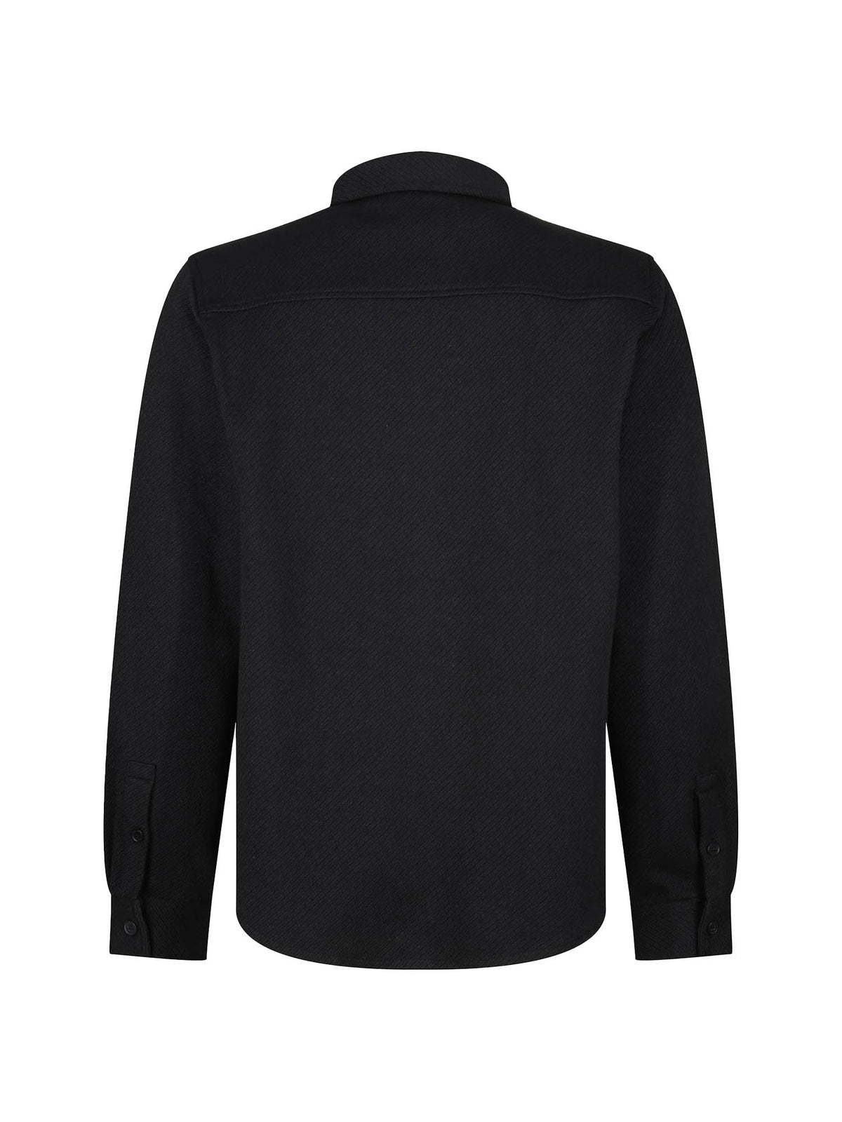 Men's black shirt with button-up front.