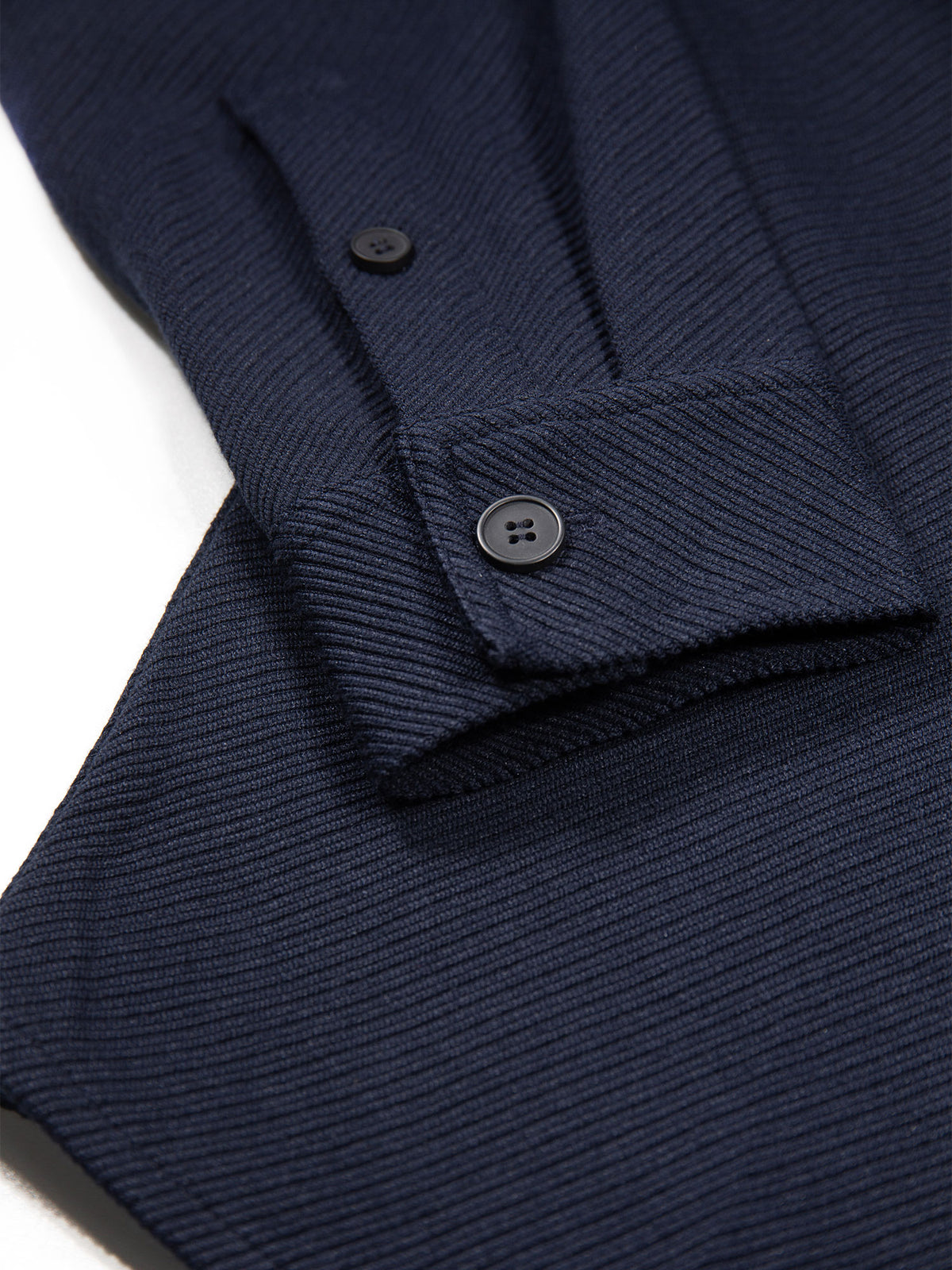 Men's navy shirt with button-up front.
