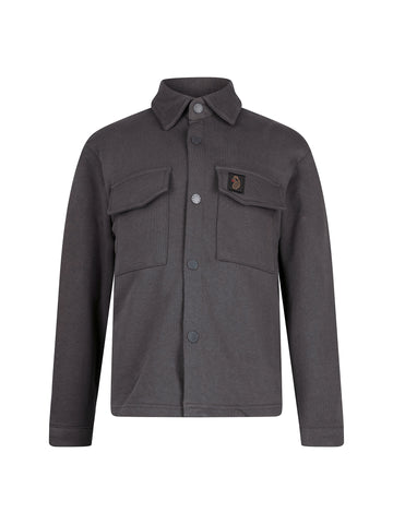 Boy's grey overshirt with cotton and chest pockets, front view