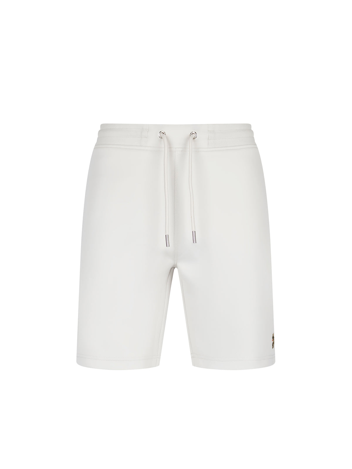 Men's grey shorts with drawstring waistband, front view