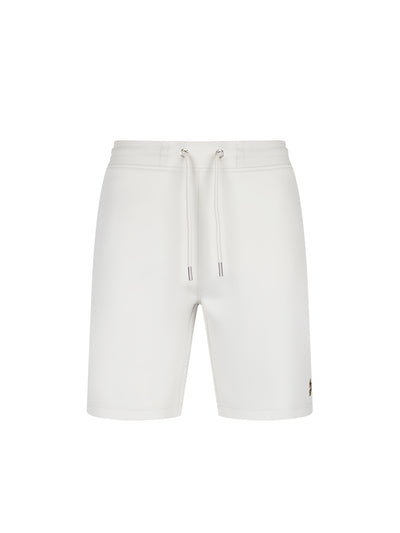 Men's grey shorts with drawstring waistband, front view