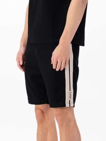 Men's black shorts with drawstring waistband.