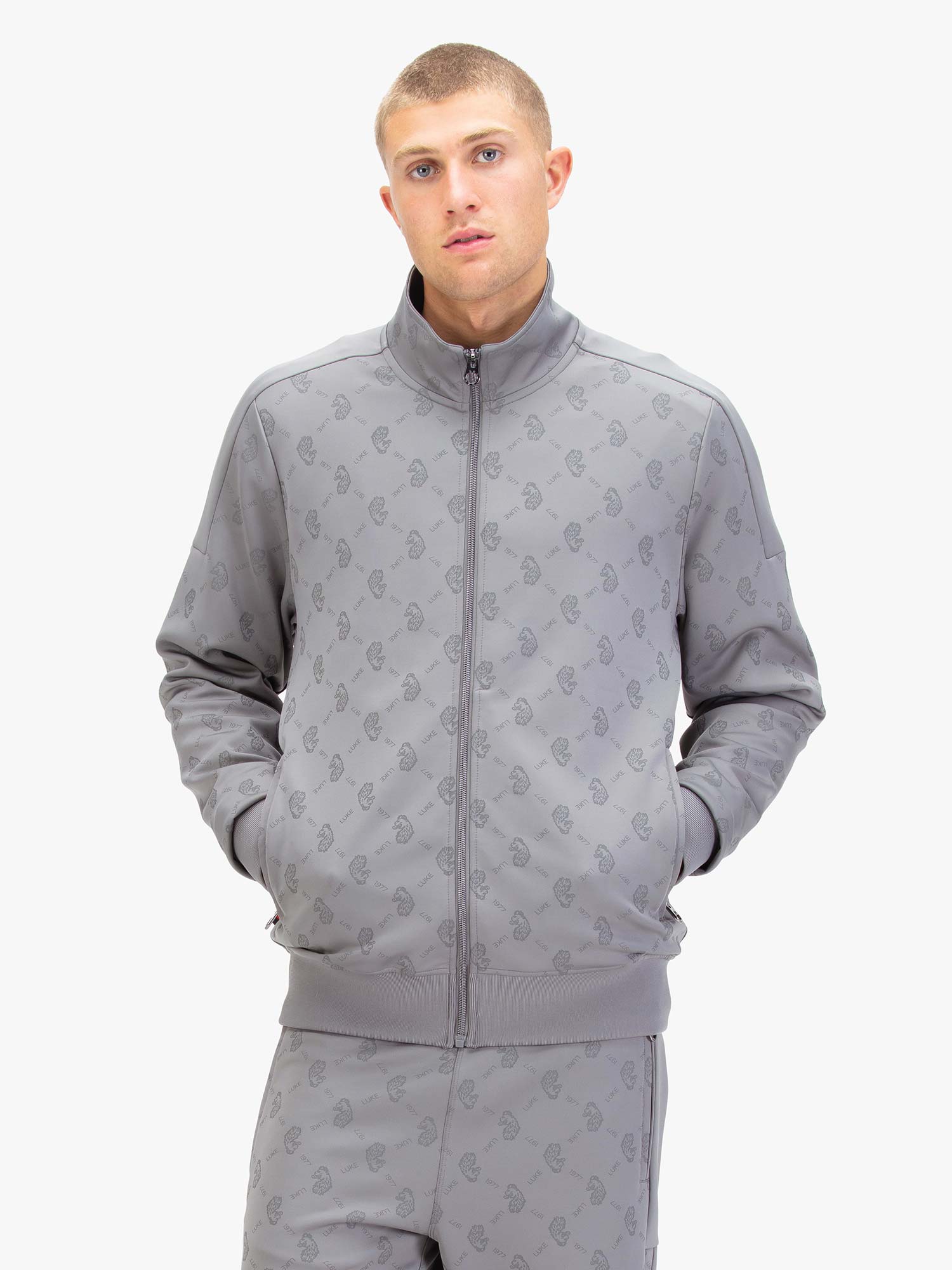 RONALDO OVERPRINT ZIP FUNNEL NECK SWEAT