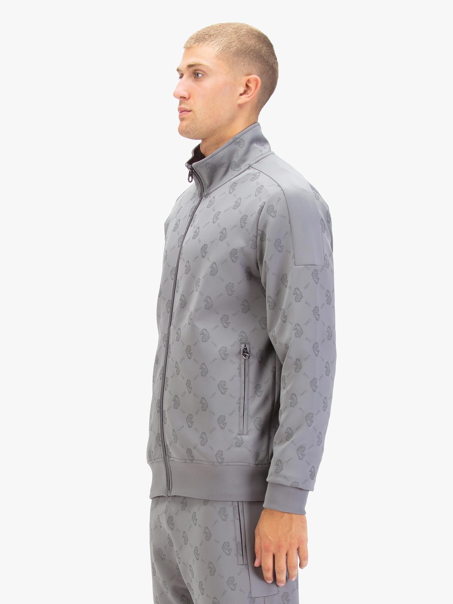 RONALDO OVERPRINT ZIP FUNNEL NECK SWEAT