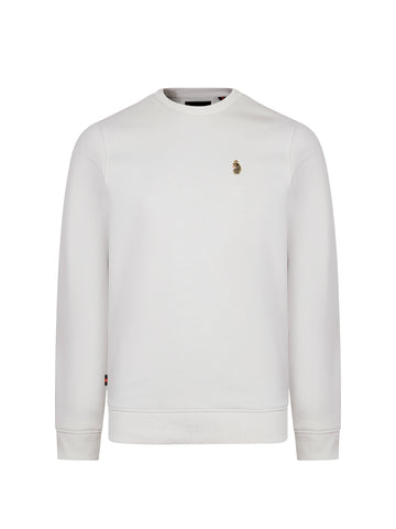 Men's grey sweatshirt with crew neck, front view