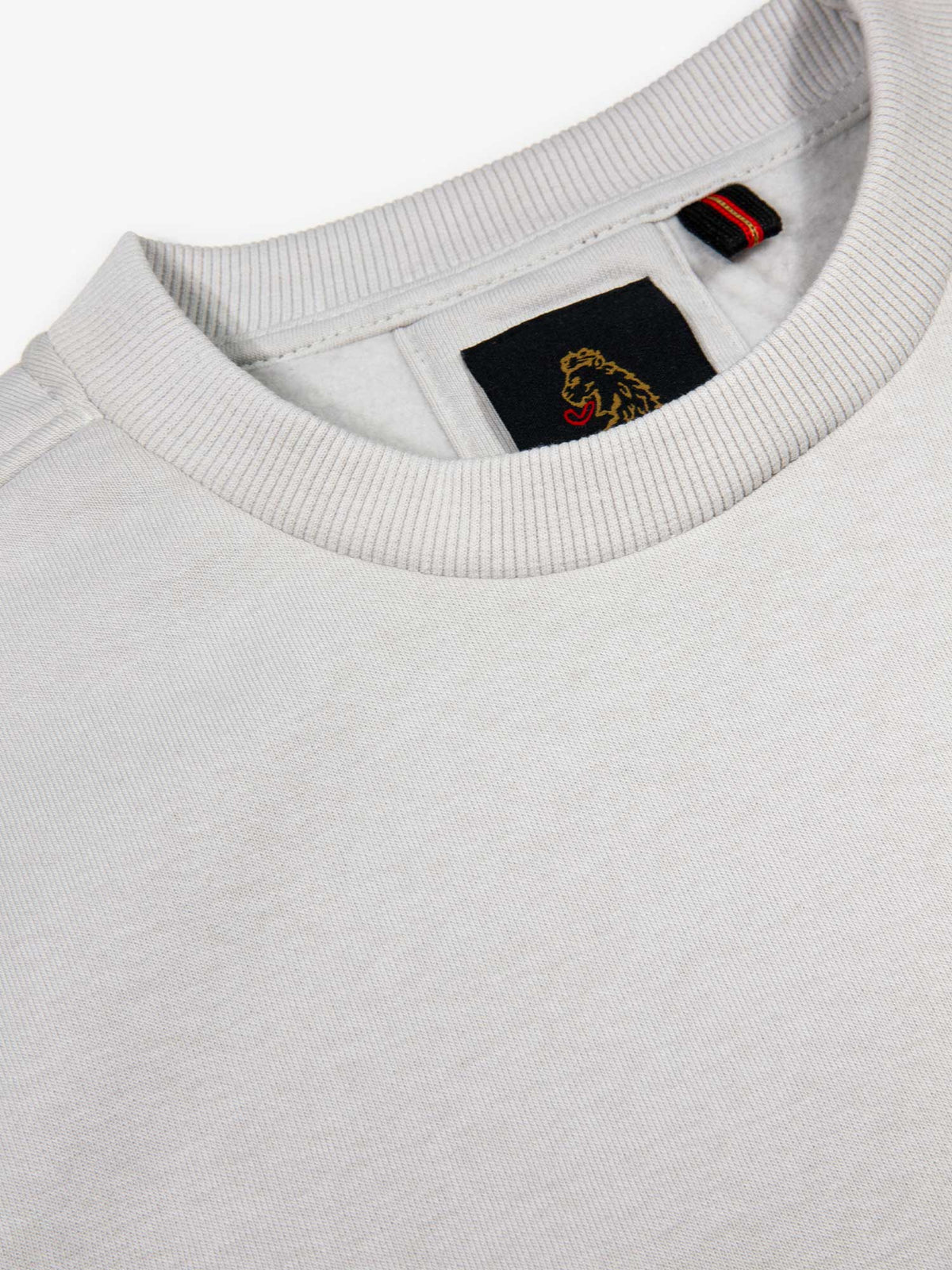 Men's grey sweatshirt with crew neck, detail view 1