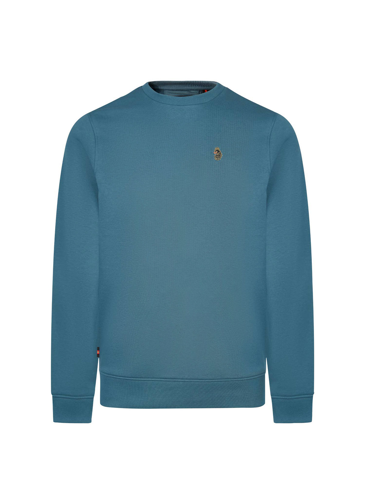 Men's blue sweatshirt with crew neck, front view