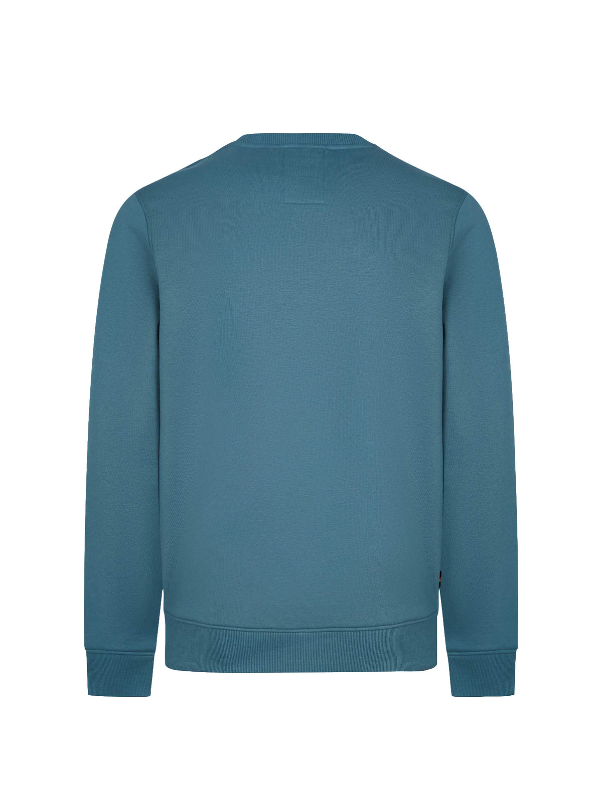 Men's blue sweatshirt with crew neck, side view