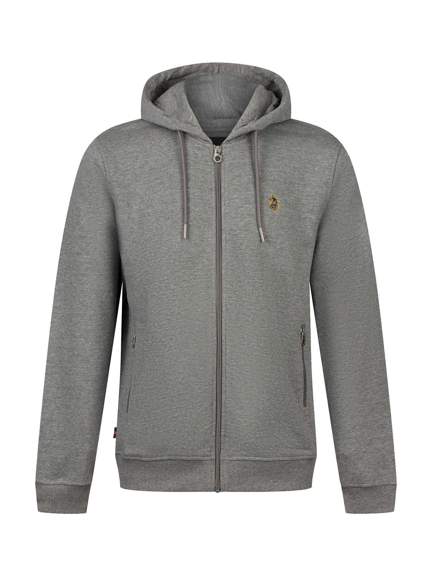 Men's BERLIN 1000 Zip Hoodie | Grey Cotton Fleece with Lion Head