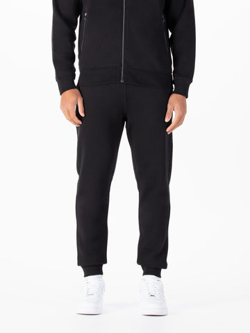 Men's black joggers.