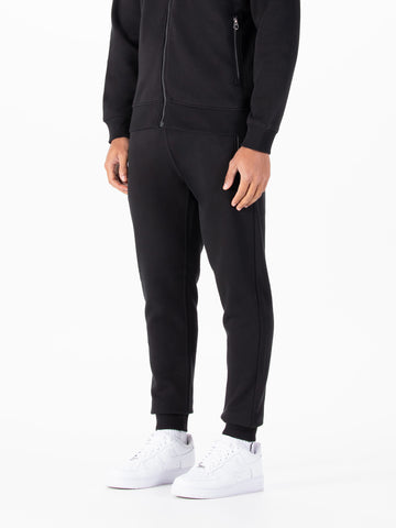 Men's black joggers.