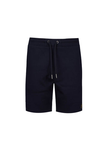 Men's navy shorts with drawstring waistband.