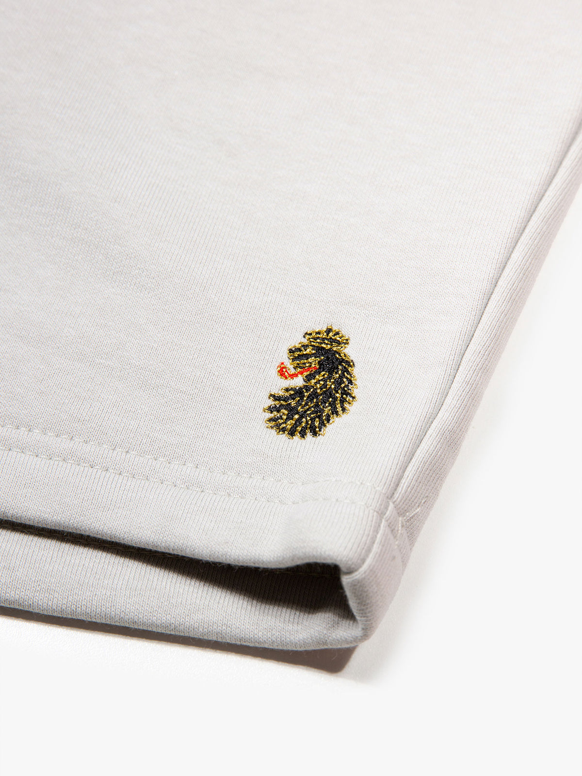 Men's grey shorts with drawstring waistband, detail view 3