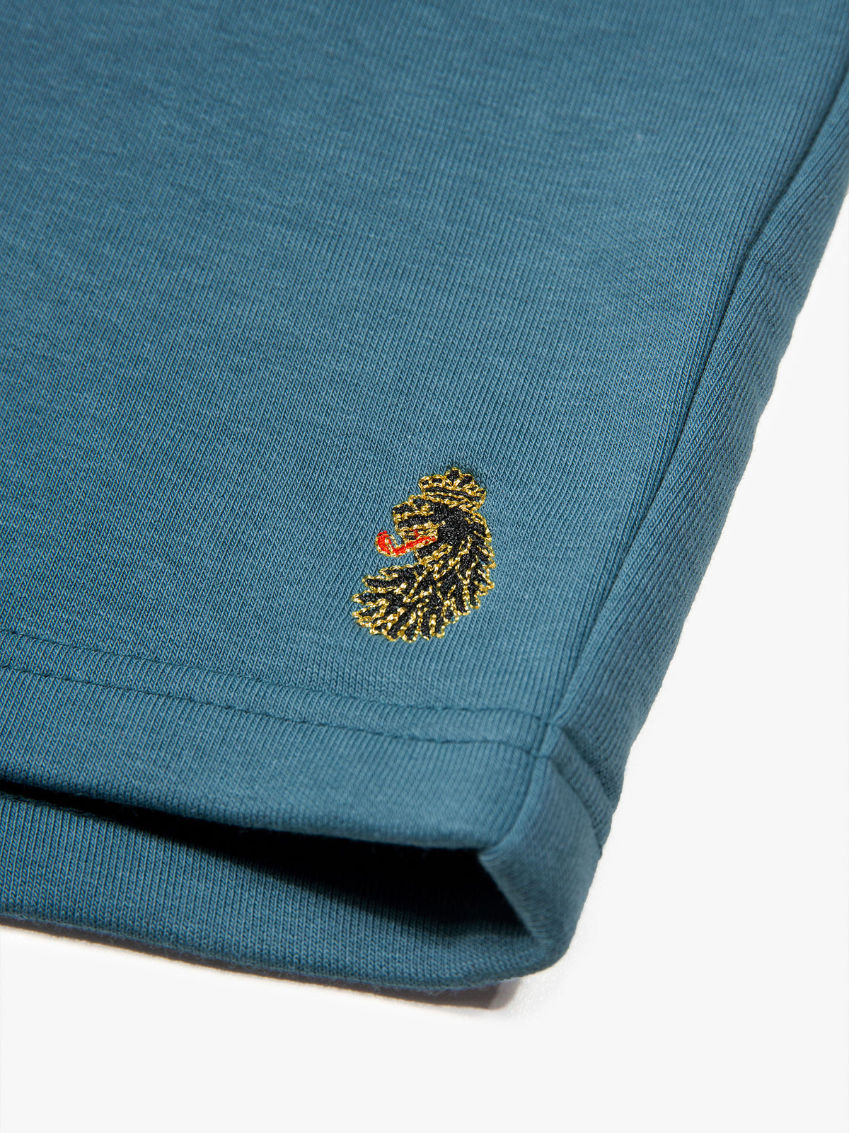 Men's blue shorts with drawstring waistband.
