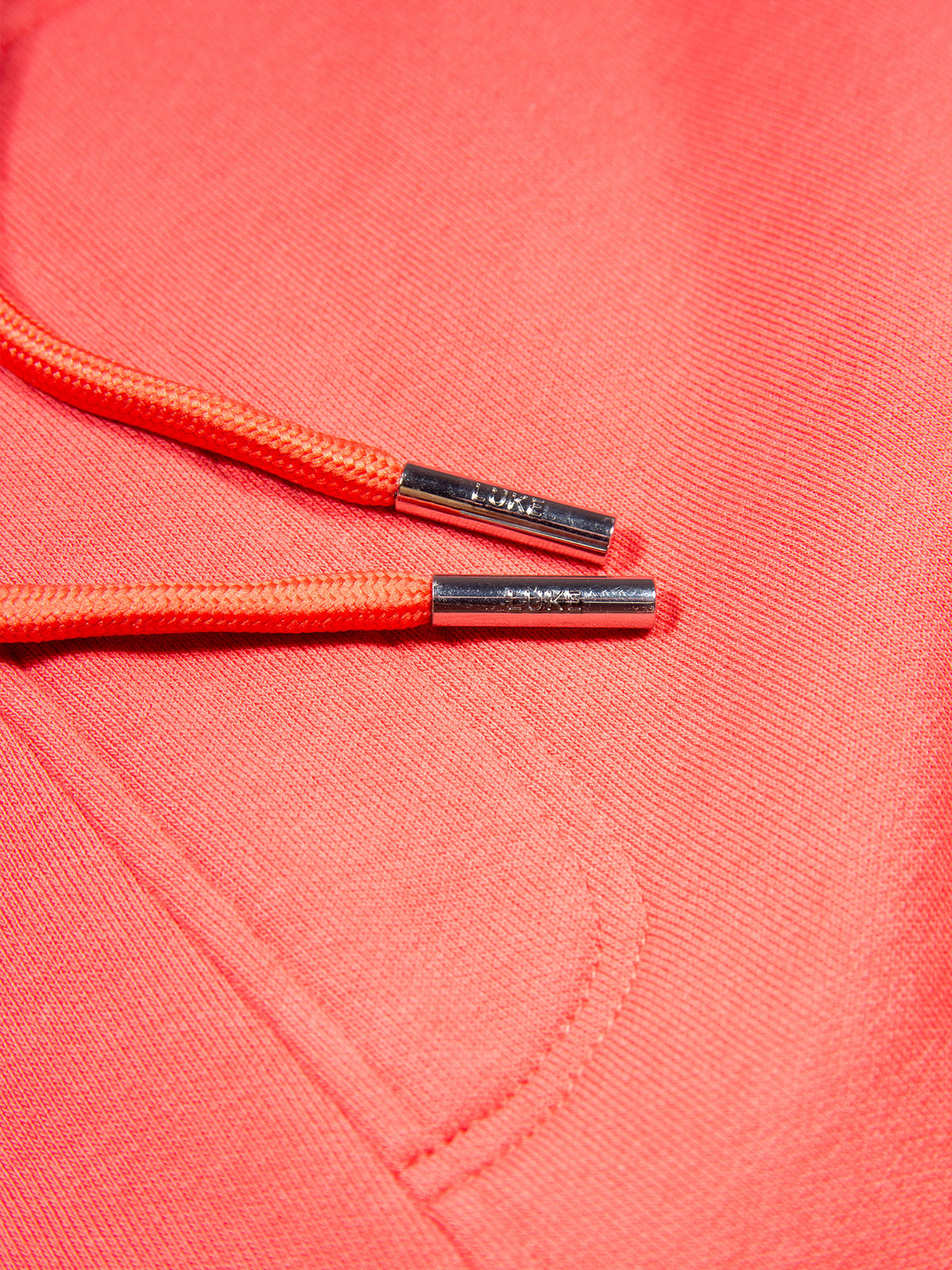 Men's red shorts with drawstring waistband, detail view 2