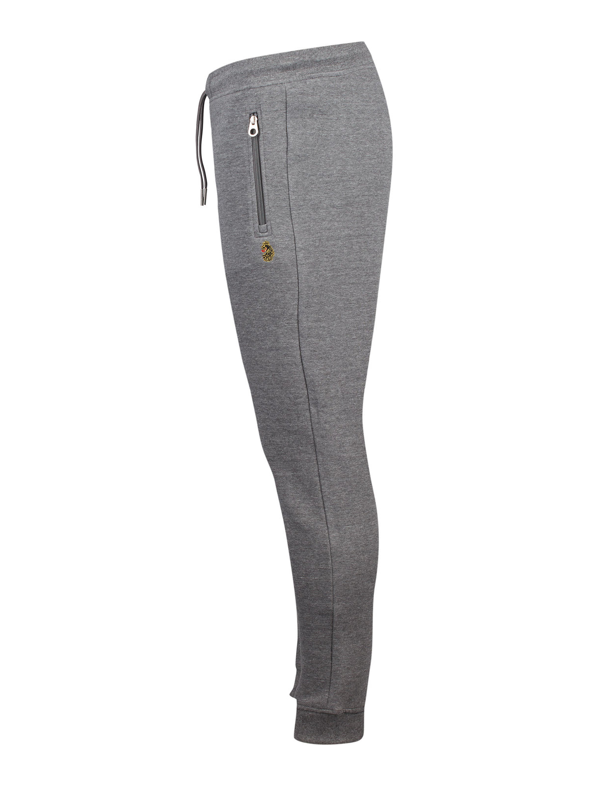 Men's grey tracksuit with crew neck sweatshirt and matching joggers.