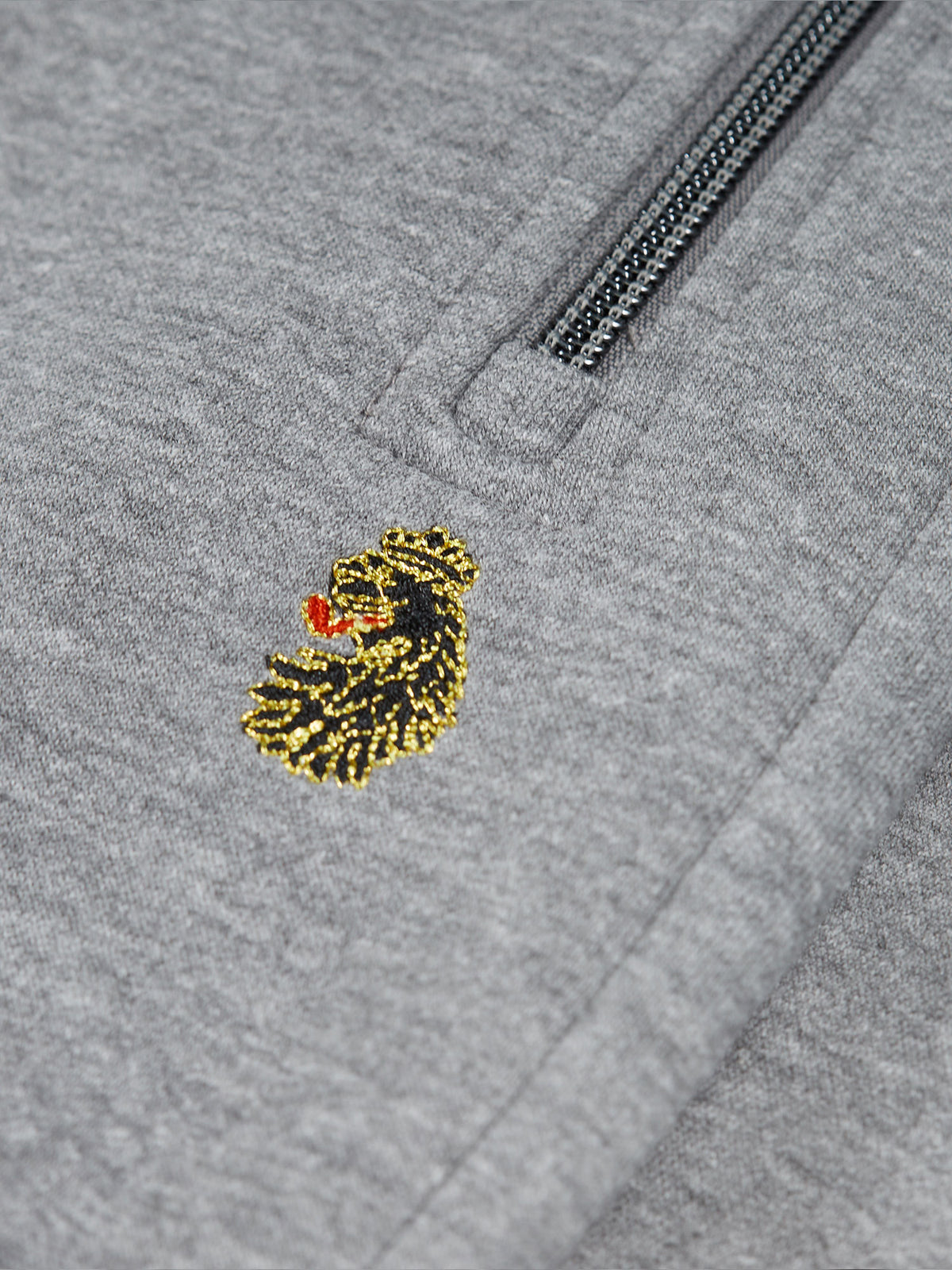 Men's grey tracksuit with crew neck sweatshirt and matching joggers.