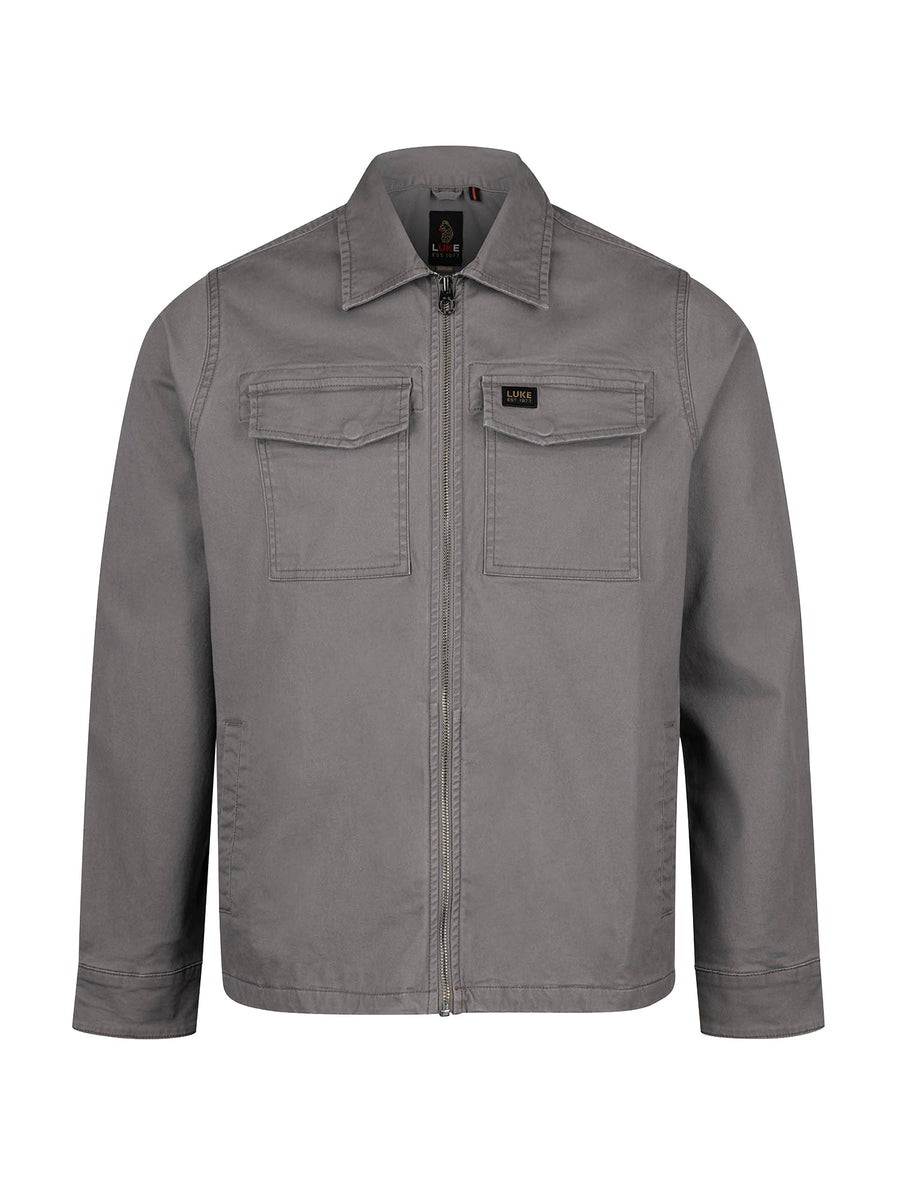 Luke 1977 Mens Corinth Grey Shacket | Zip Cotton – Luke1977