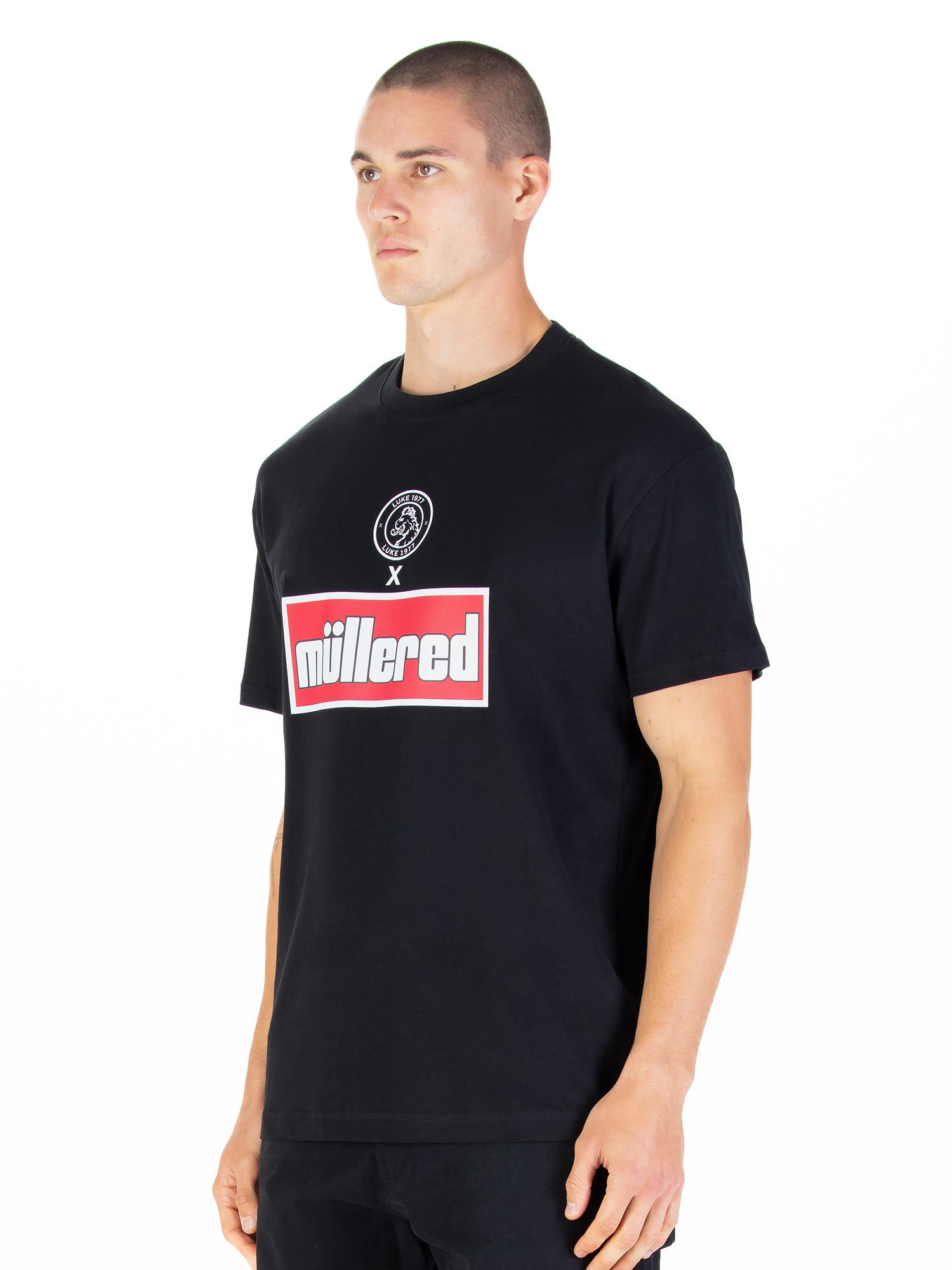 MULLERED DUAL PRINTED T-SHIRT