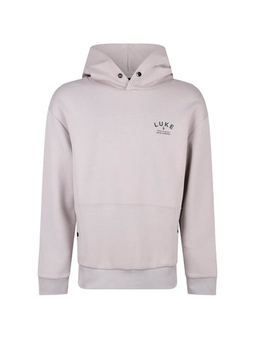 Men's relaxed-fit grey hoodie with front pocket and drawstring hood.