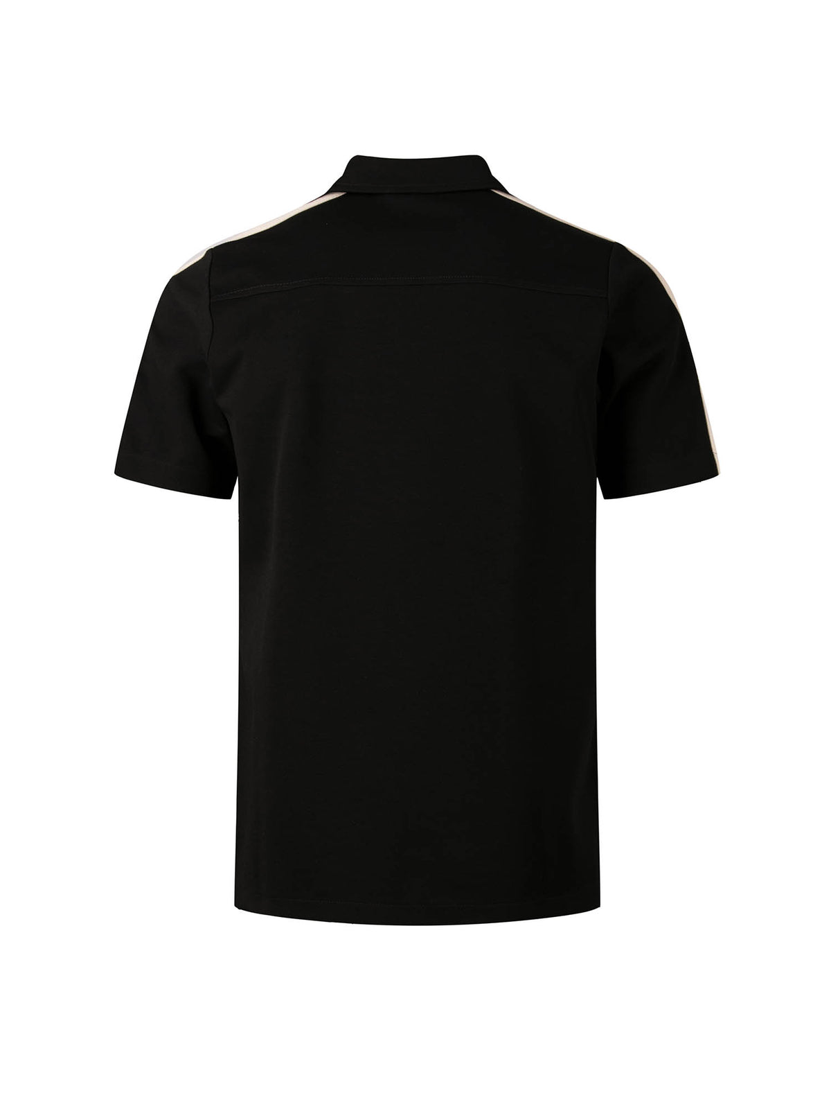 Men's black shirt with button-up front.