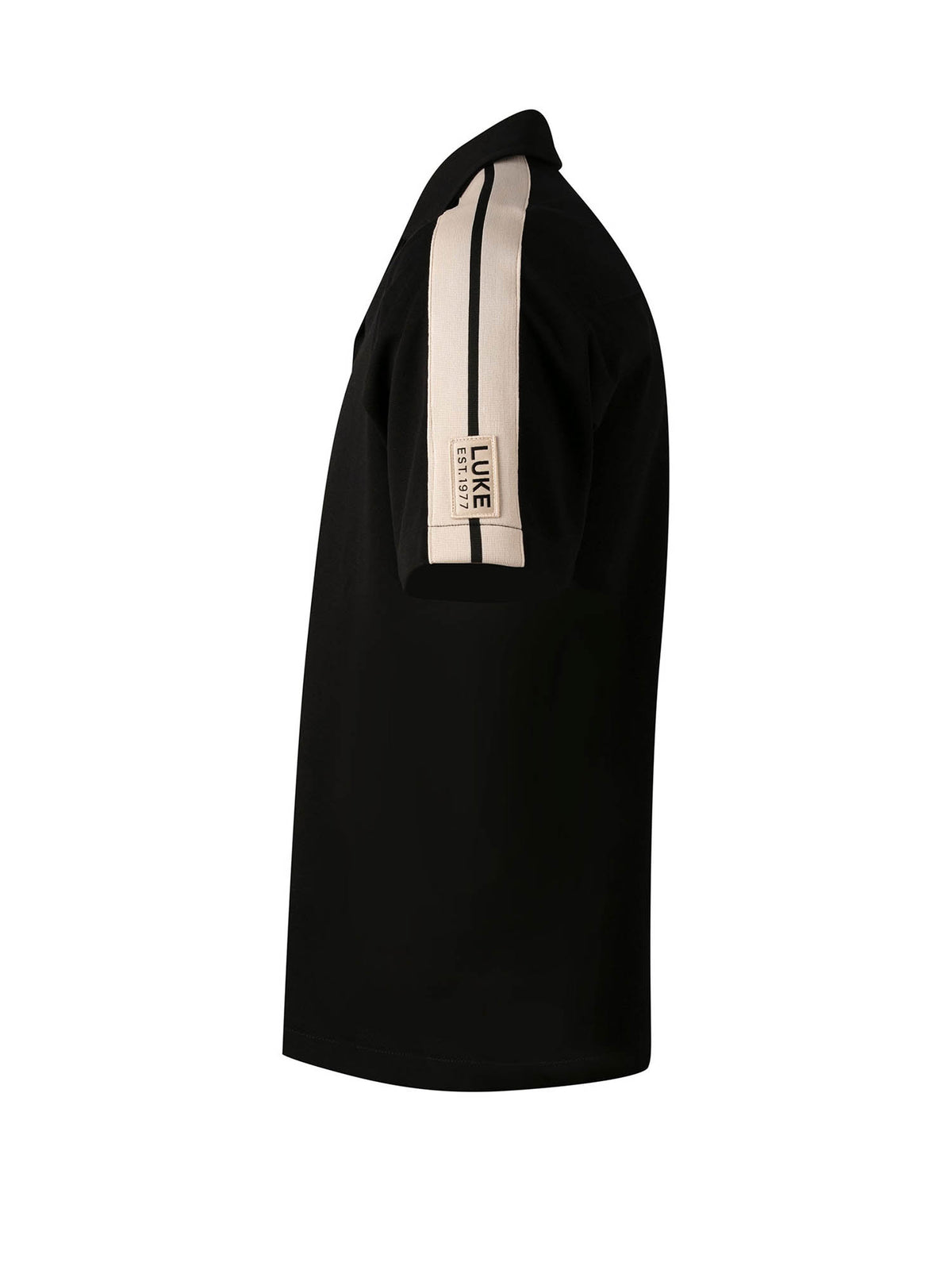 Men's black shirt with button-up front.