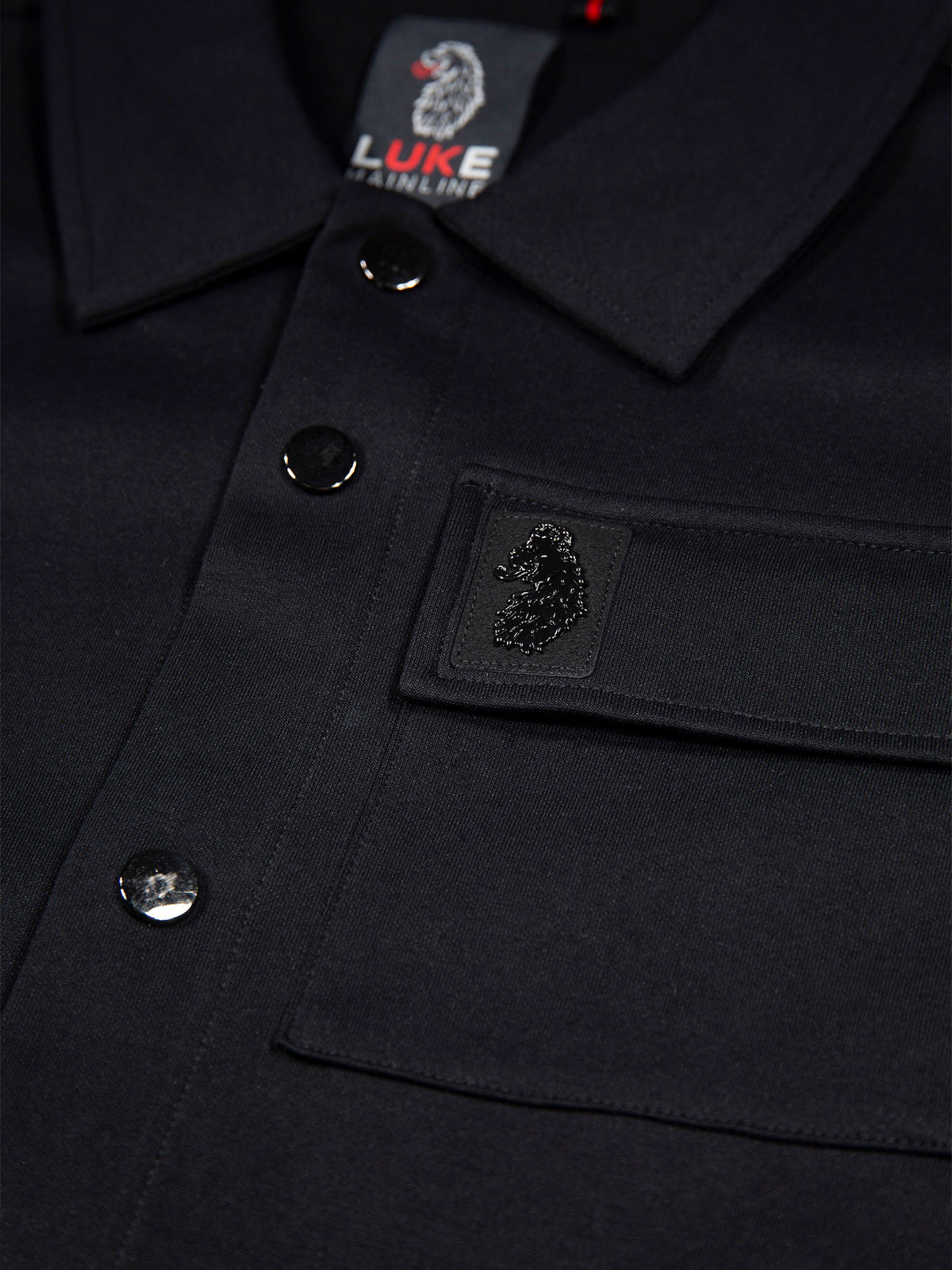 Men's black shirt with button-up front.