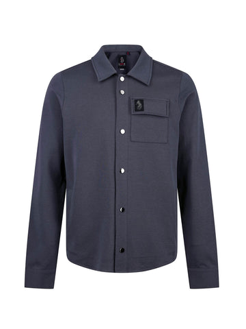 Men's grey shirt with button-up front.