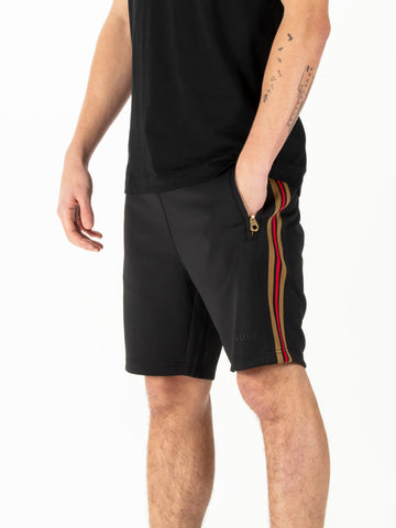Men's black shorts with drawstring waistband.
