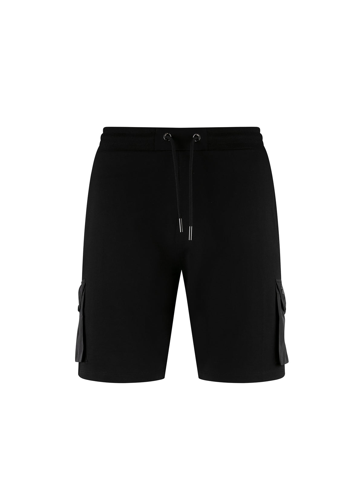 Men's black shorts with drawstring waistband.
