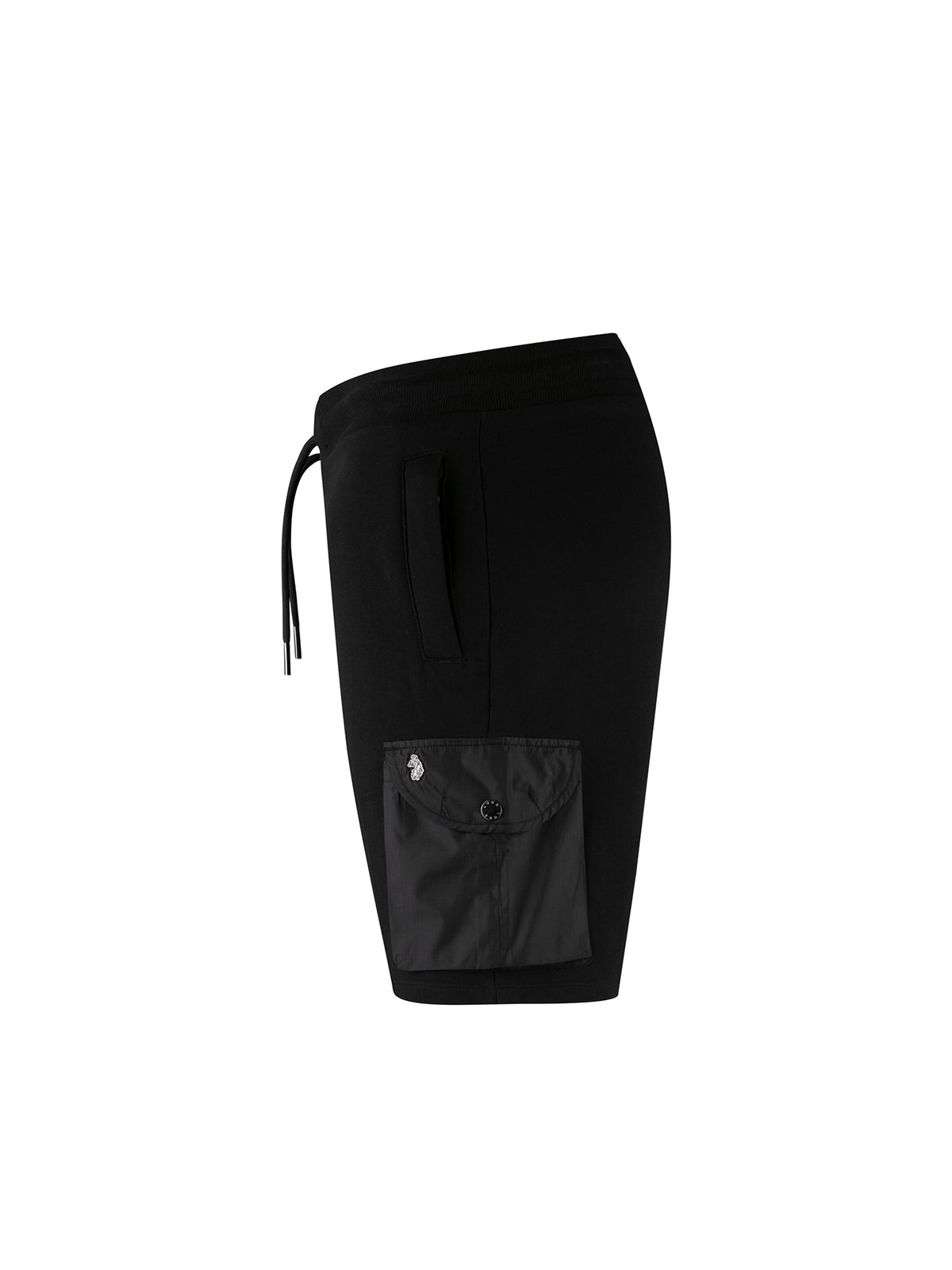 Men's black shorts with drawstring waistband.