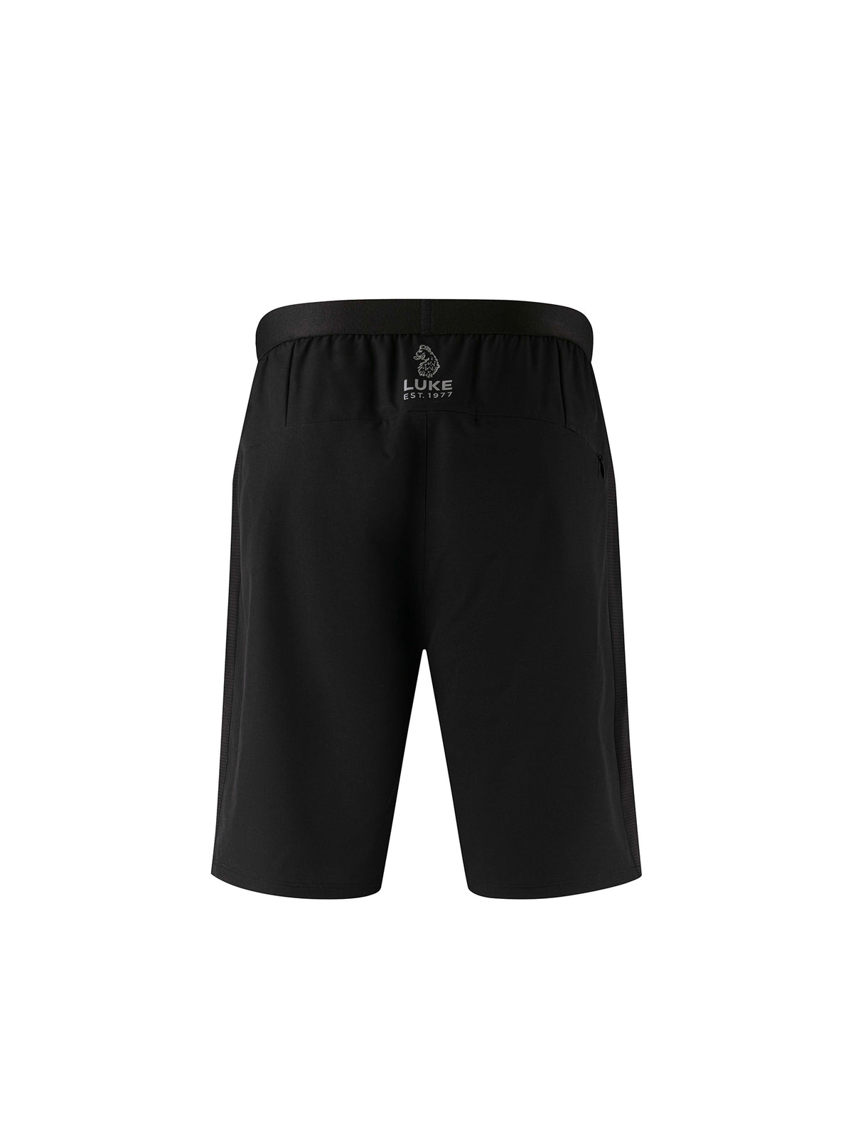 Men's black shorts with drawstring waistband.