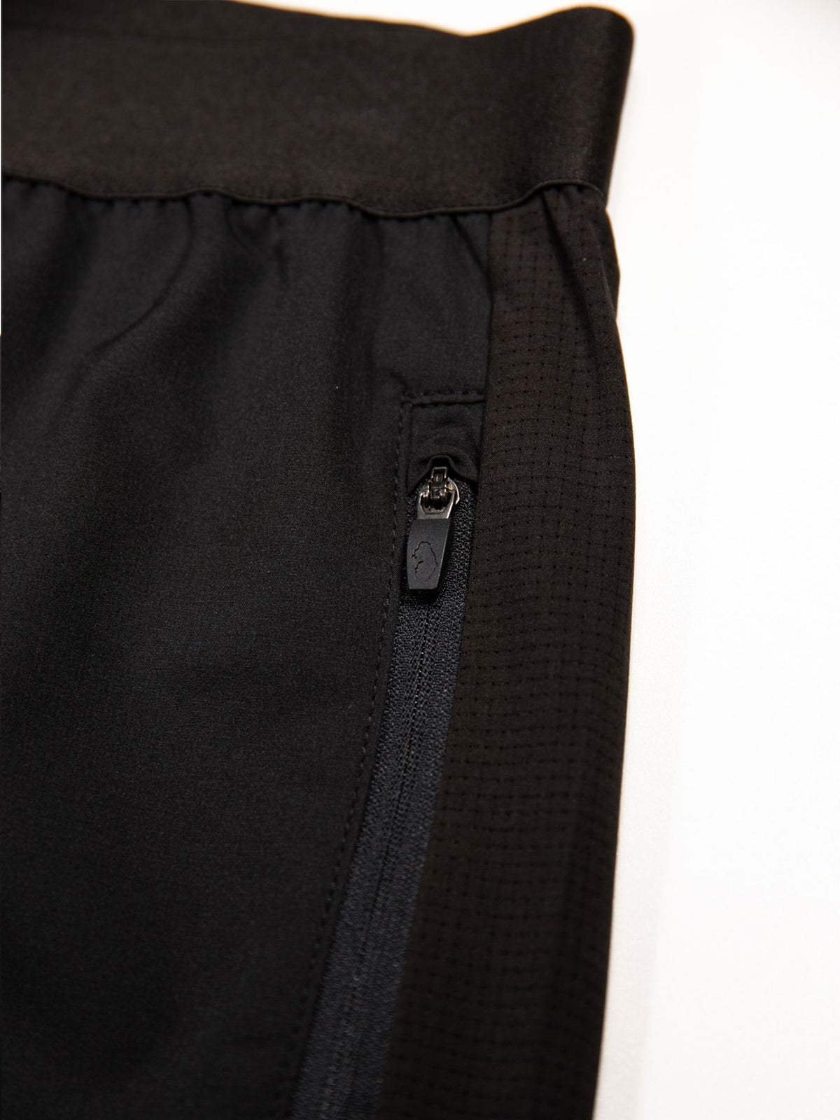 Men's black shorts with drawstring waistband.