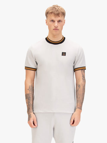 Coron Honeycomb Stripe Pique T-Shirt - Grey