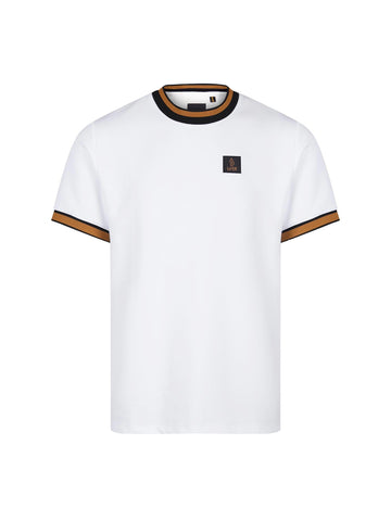 Coron Honeycomb Stripe Pique T-Shirt - White