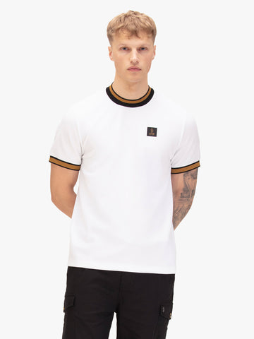 Coron Honeycomb Stripe Pique T-Shirt - White