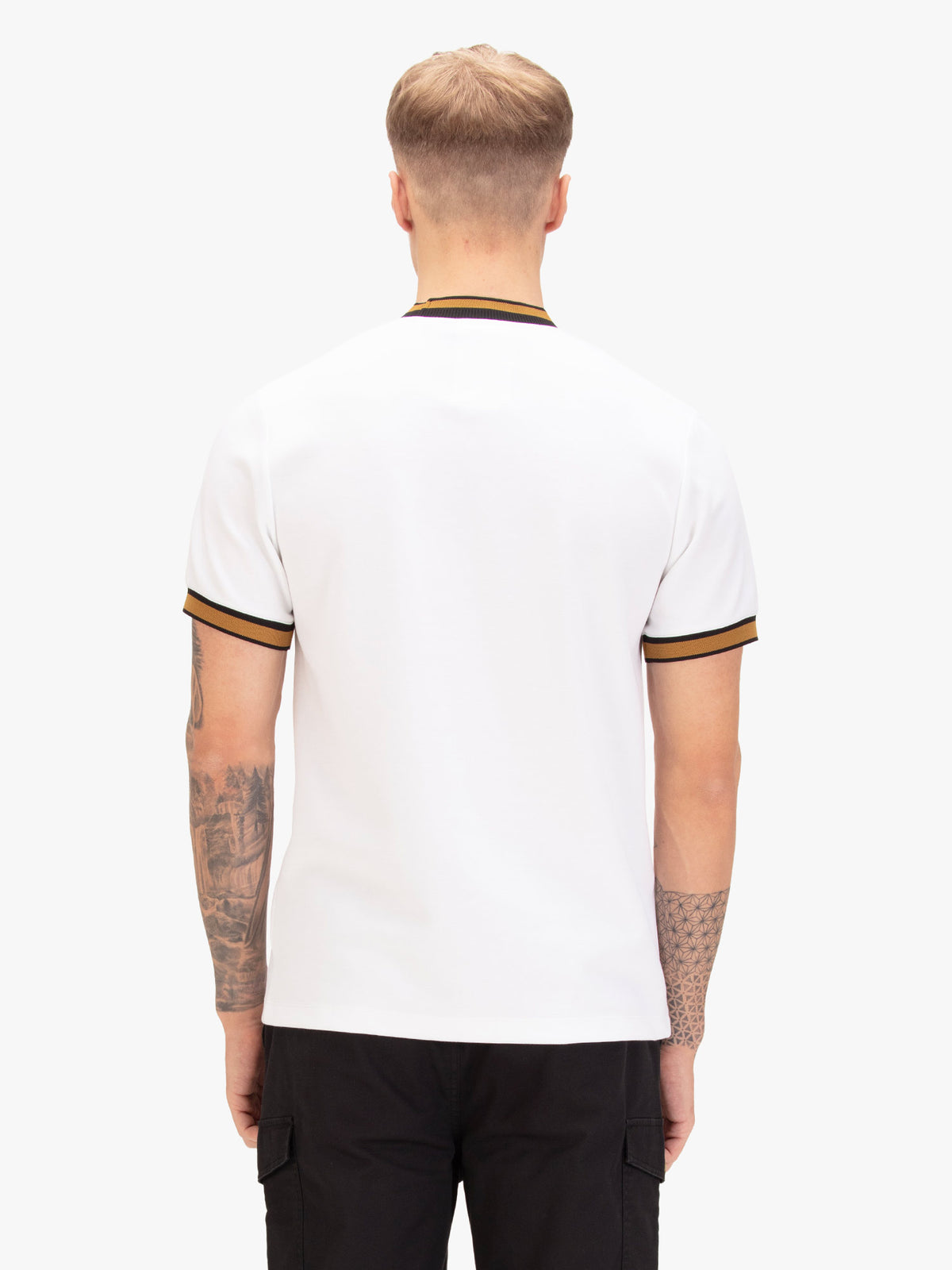 Coron Honeycomb Stripe Pique T-Shirt - White