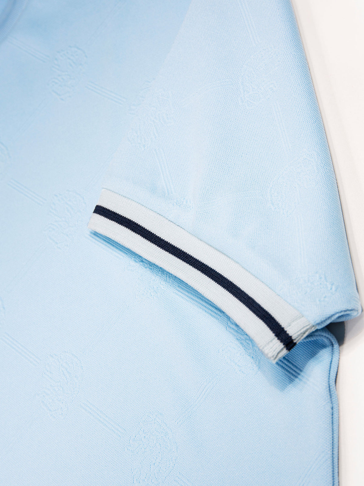 Men's blue t-shirt with crew neck and short sleeves worn by a model - back view.