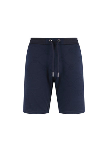 Men's navy shorts with drawstring waistband.