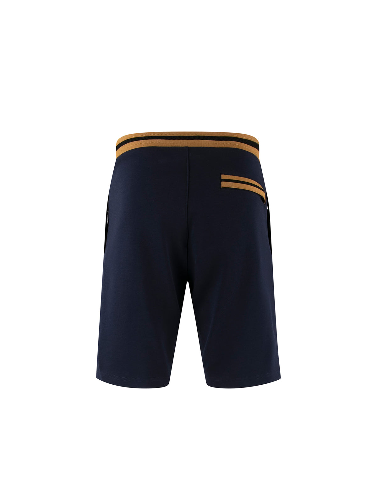 Men's navy shorts with drawstring waistband.