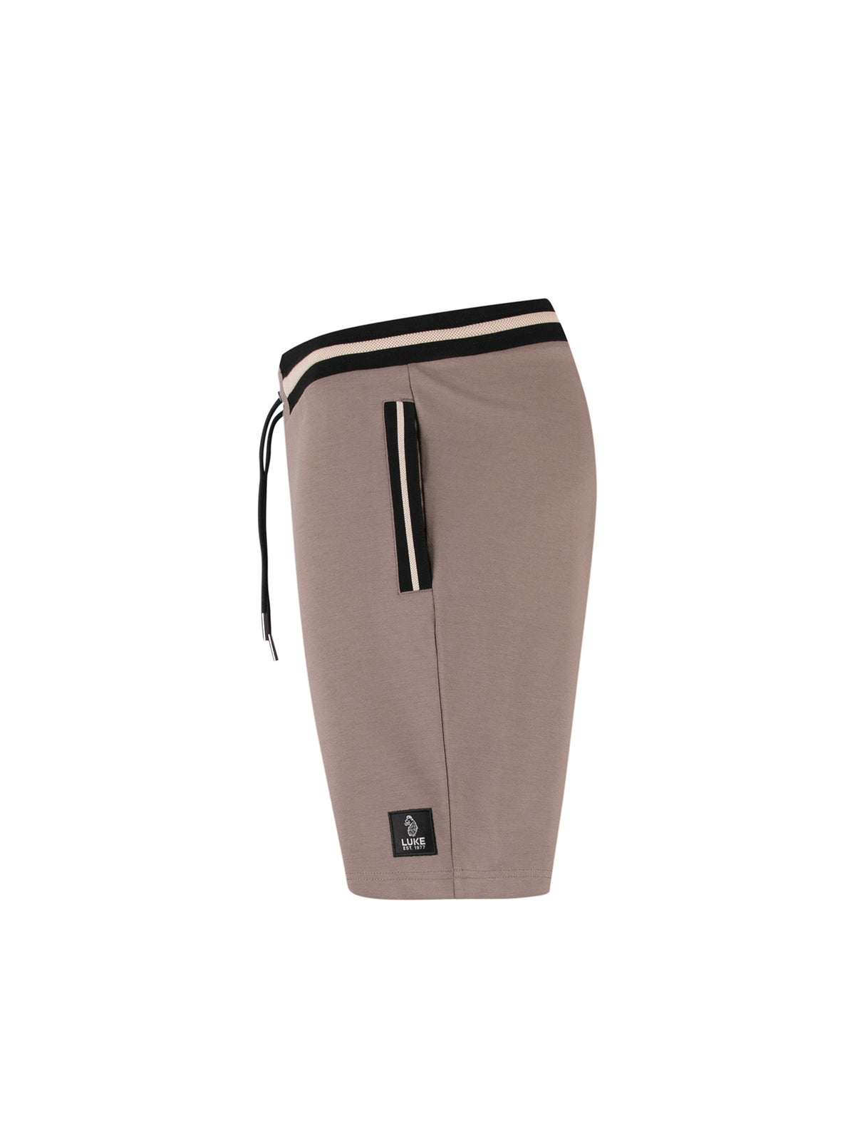 Men's brown shorts with drawstring waistband.