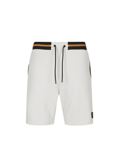 Men's grey shorts with drawstring waistband, front view