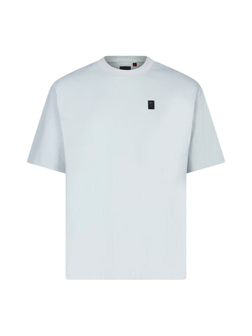 Men's relaxed-fit blue t-shirt with crew neck and short sleeves, front view