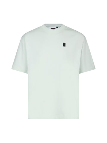 Men's relaxed-fit green t-shirt with crew neck and short sleeves, front view