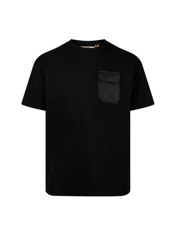 Men's black t-shirt with crew neck and short sleeves - front view.