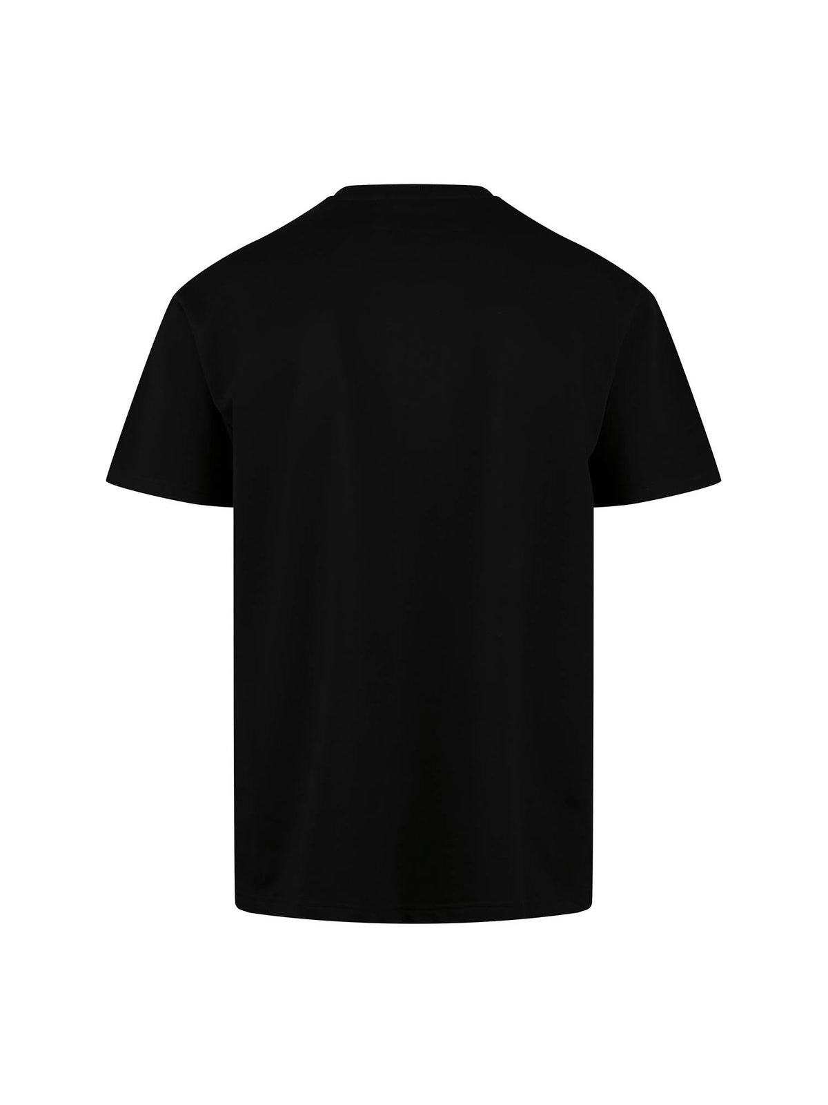 Men's black t-shirt with crew neck and short sleeves - back view.